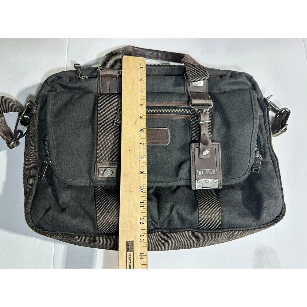 Tumi Alpha Bravo Pinckney Flap Briefcase 2WAY Hand Shoulder Bag Brown Gunmetal